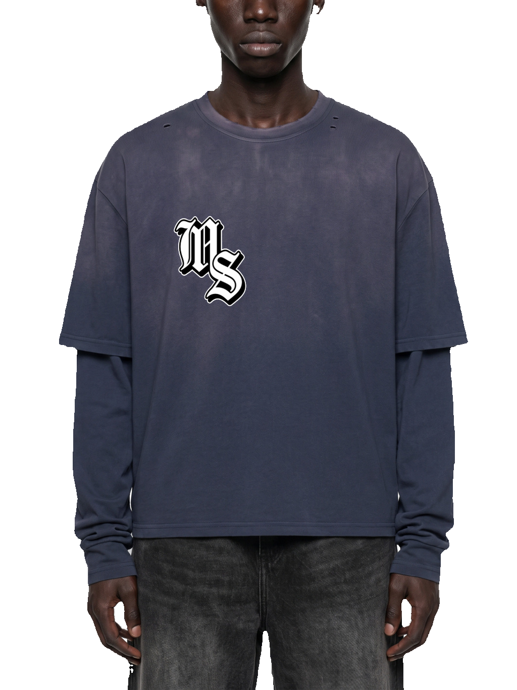 ACIDWASH LONGSLEEVE SLIVER BLUE