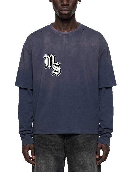 ACIDWASH LONGSLEEVE SLIVER BLUE