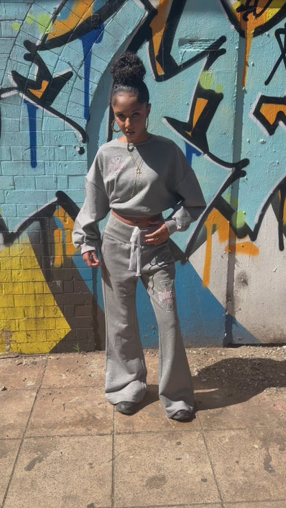 WOMEN FLARED JOGGERS DARK OATMEAL